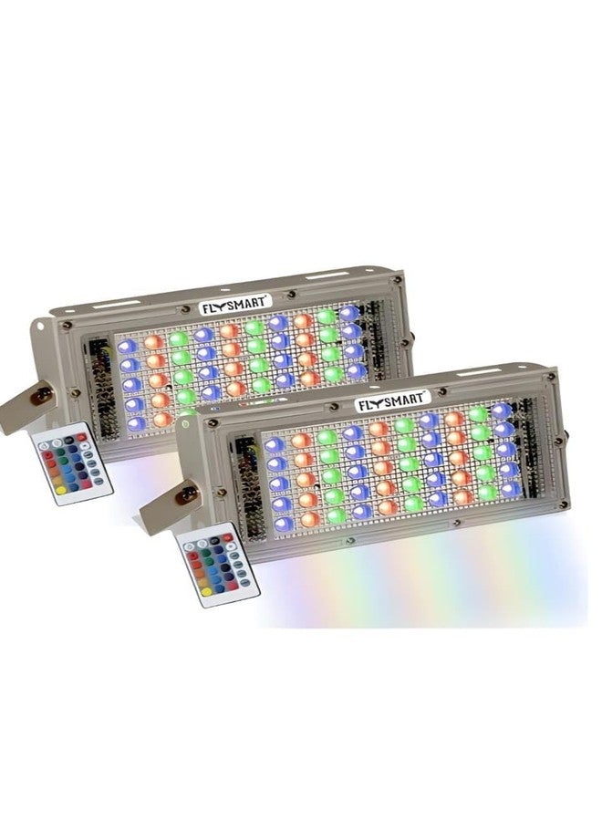 Flysmart مصباح Flysmart LED خارجي، 50 واط، مقاوم للماء بمعيار IP65 (RGB، عبوة من 2). - Image 1
